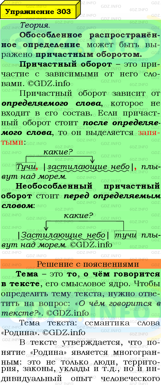 Фото подробного решения: Номер №303 из ГДЗ по Русскому языку 8 класс: Ладыженская Т.А.