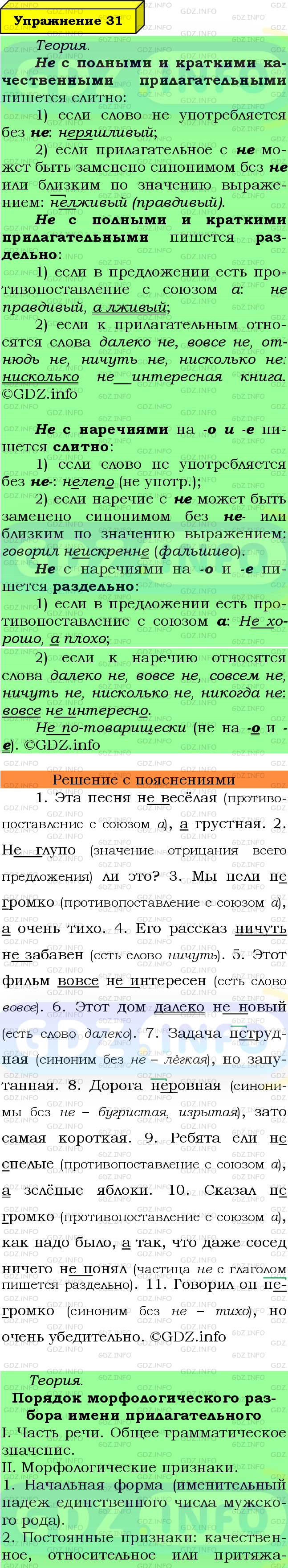 Фото подробного решения: Номер №31 из ГДЗ по Русскому языку 8 класс: Ладыженская Т.А.