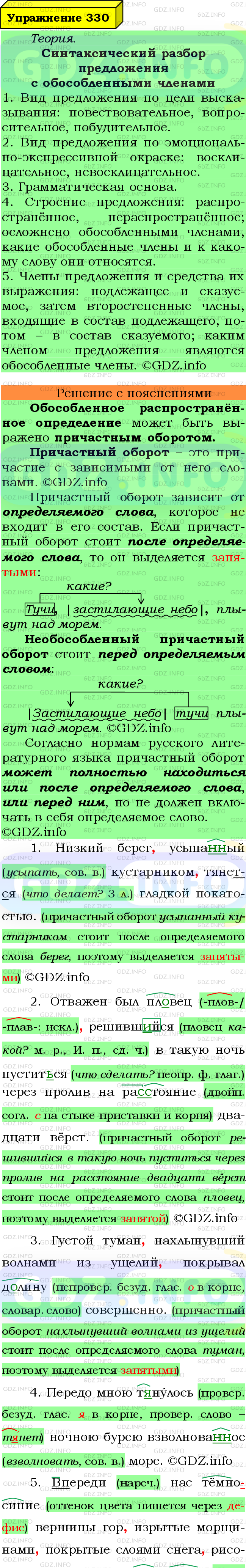 Фото подробного решения: Номер №330 из ГДЗ по Русскому языку 8 класс: Ладыженская Т.А.