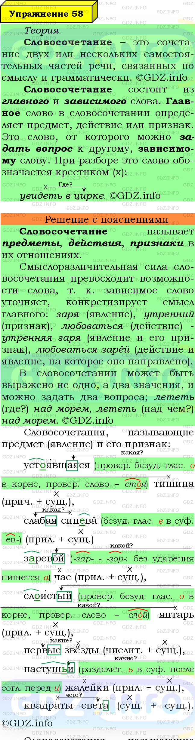Фото подробного решения: Номер №58 из ГДЗ по Русскому языку 8 класс: Ладыженская Т.А.