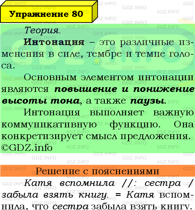 Фото подробного решения: Номер №80 из ГДЗ по Русскому языку 8 класс: Ладыженская Т.А.