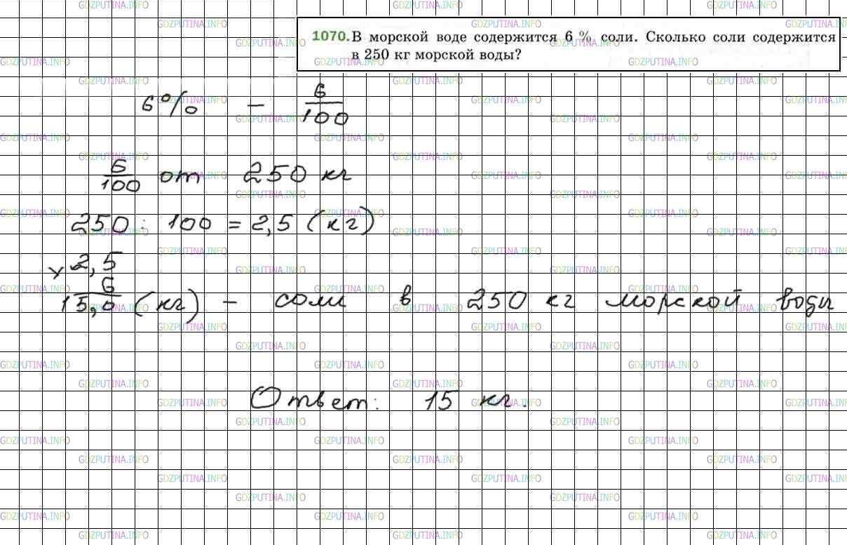 Фото решения 4: Номер №1070 из ГДЗ по Математике 5 класс: Мерзляк А.Г. г.