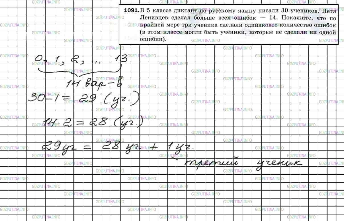 Фото решения 4: Номер №1091 из ГДЗ по Математике 5 класс: Мерзляк А.Г. г.