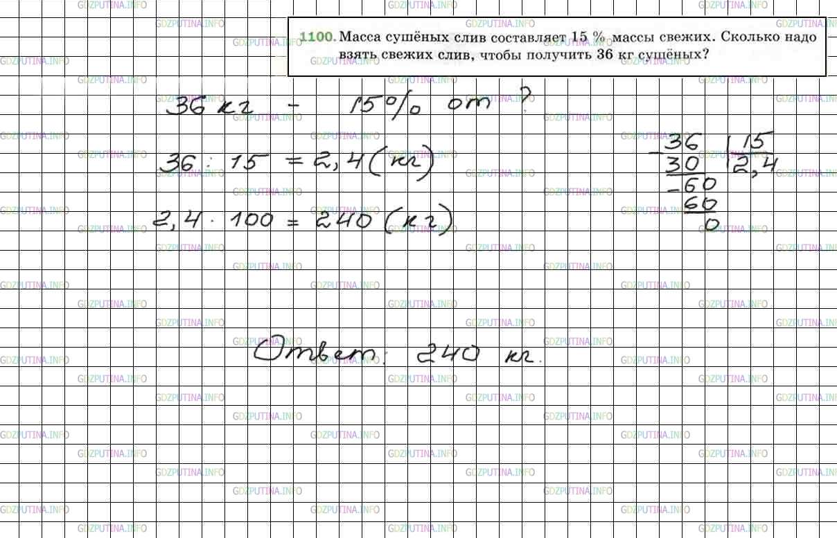 Фото решения 4: Номер №1100 из ГДЗ по Математике 5 класс: Мерзляк А.Г. г.
