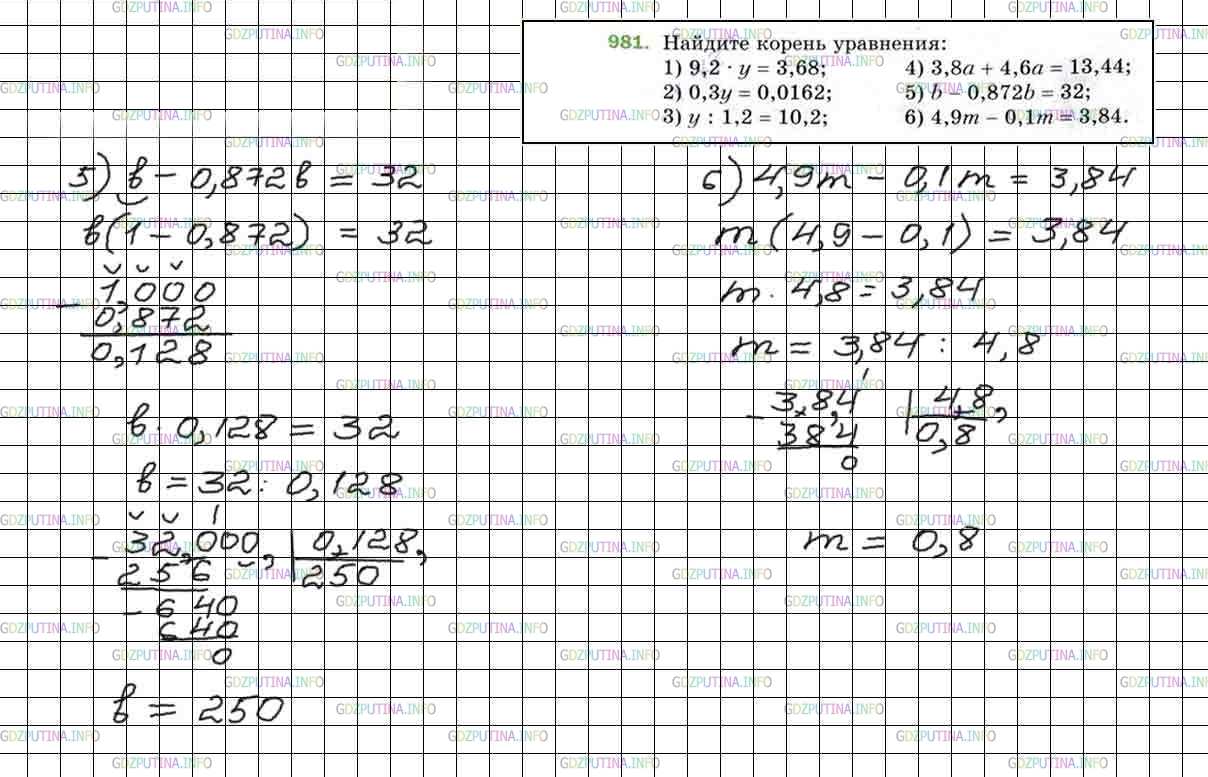 Решалка математика 5. Математика пятый класс Мерзляк номер 981.