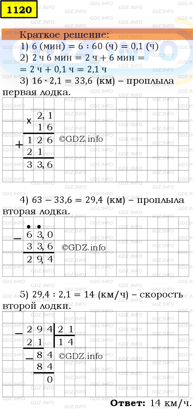 Фото решения 6: Номер №1120 из ГДЗ по Математике 5 класс: Мерзляк А.Г. г.