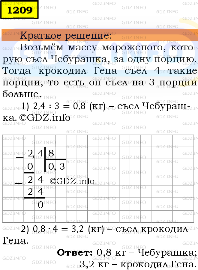 Фото решения 6: Номер №1209 из ГДЗ по Математике 5 класс: Мерзляк А.Г. г.