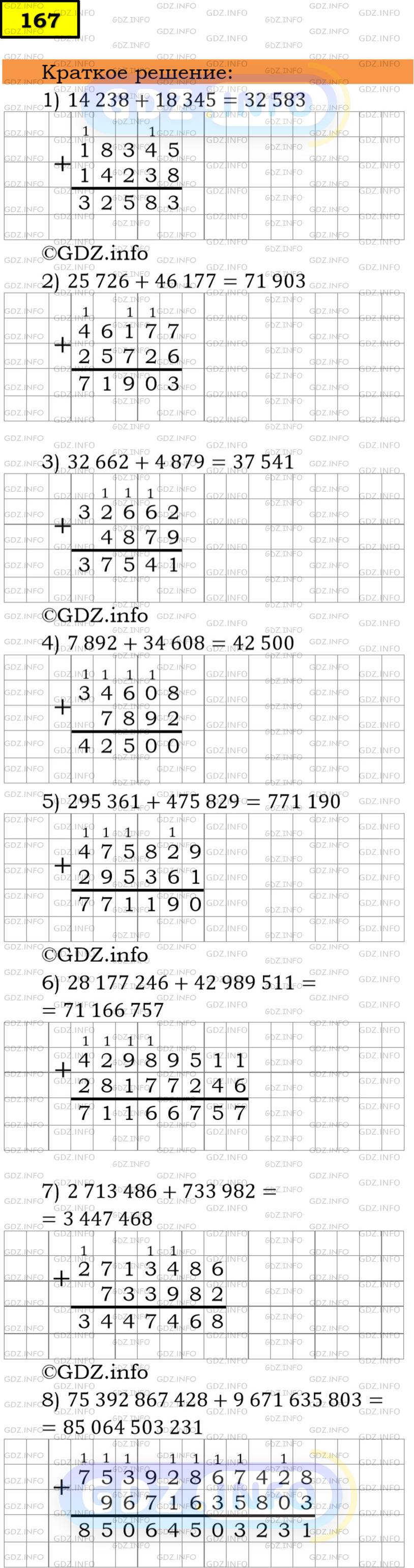 Номер №167 - ГДЗ по Математике 5 класс: Мерзляк А.Г.