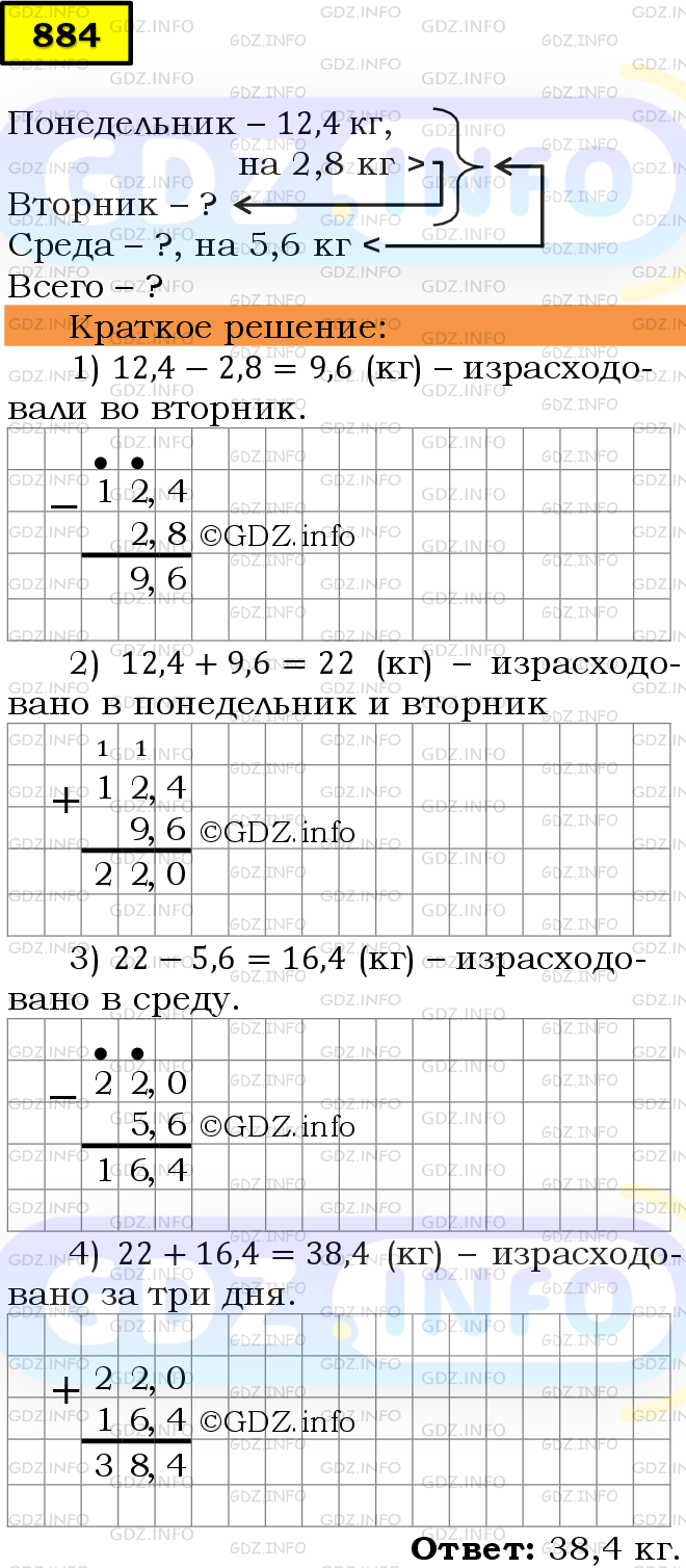 Фото решения 6: Номер №884 из ГДЗ по Математике 5 класс: Мерзляк А.Г. г.