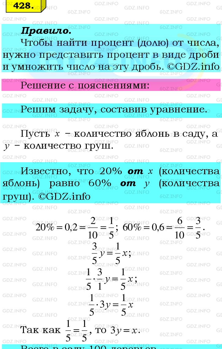 Фото подробного решения: Номер №428 из ГДЗ по Математике 6 класс: Мерзляк А.Г.