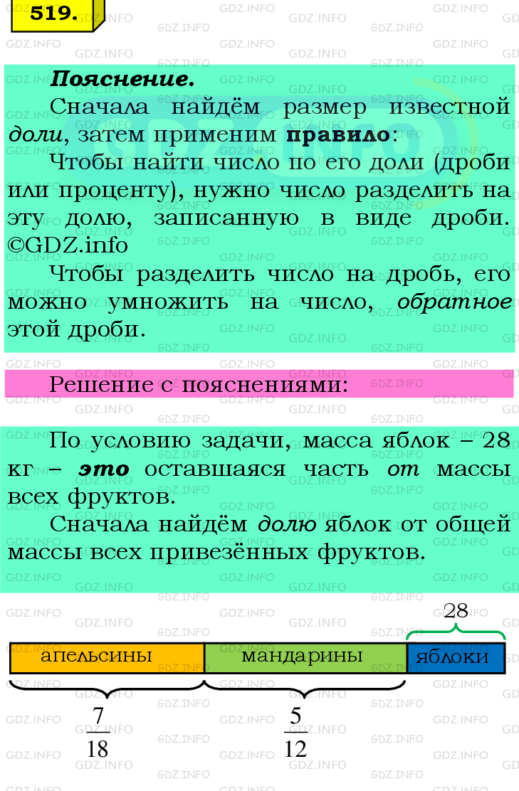 Фото подробного решения: Номер №519 из ГДЗ по Математике 6 класс: Мерзляк А.Г.