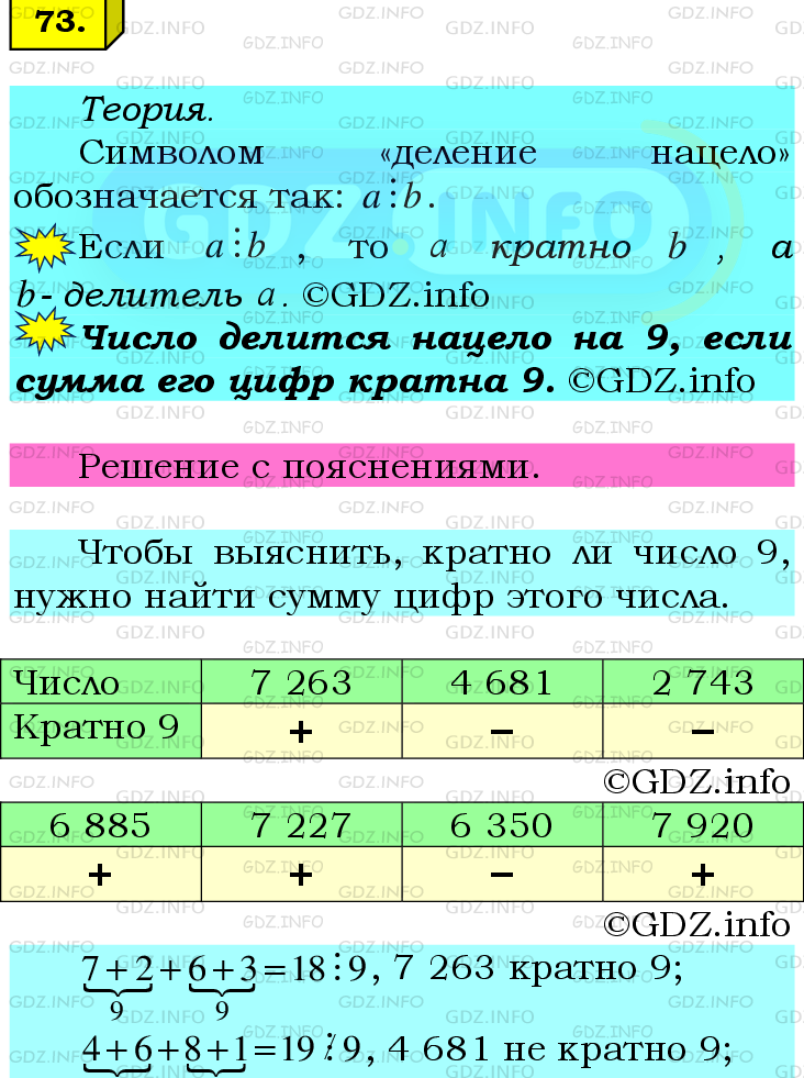 Фото подробного решения: Номер №73 из ГДЗ по Математике 6 класс: Мерзляк А.Г.
