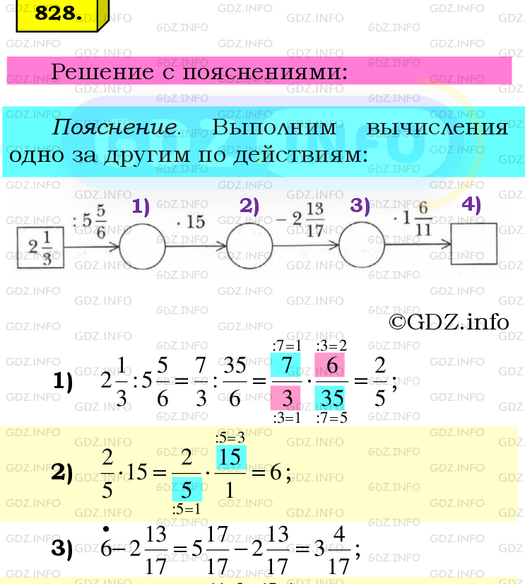 Фото подробного решения: Номер №828 из ГДЗ по Математике 6 класс: Мерзляк А.Г.