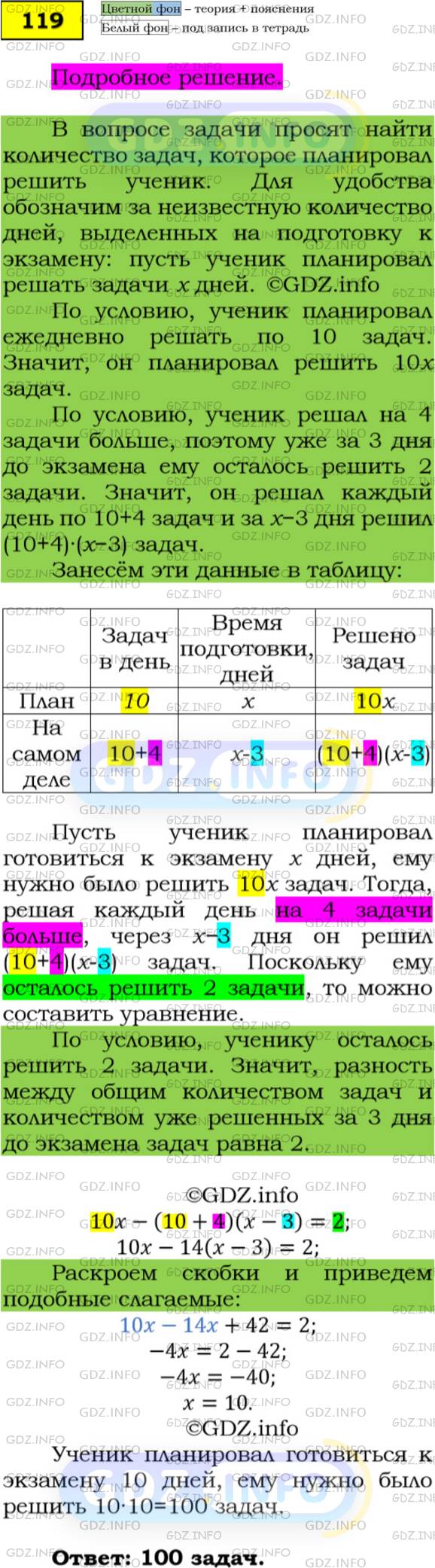 Номер №119 - ГДЗ по Алгебре 7 класс: Мерзляк А.Г.