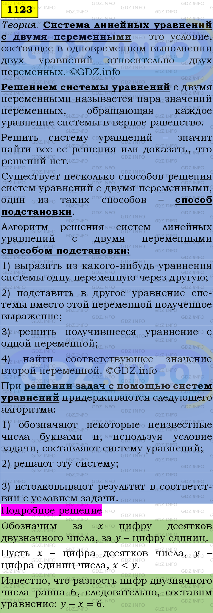 Номер №1123 - ГДЗ по Алгебре 7 класс: Мерзляк А.Г.