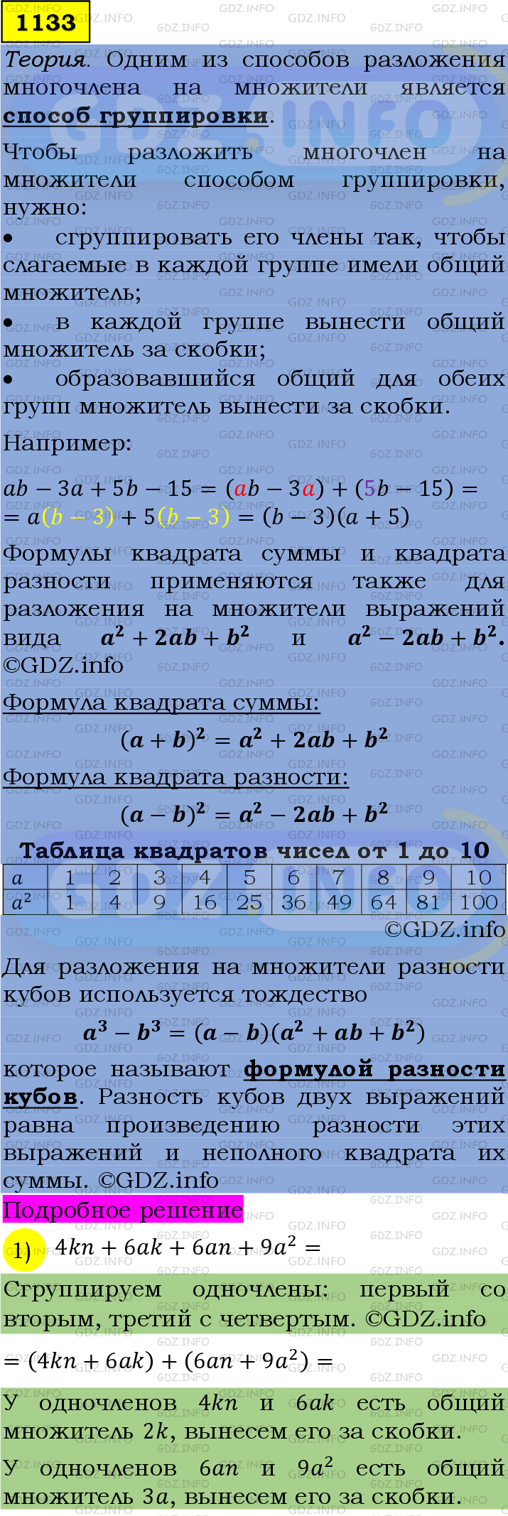 Номер №1133 - ГДЗ по Алгебре 7 класс: Мерзляк А.Г.