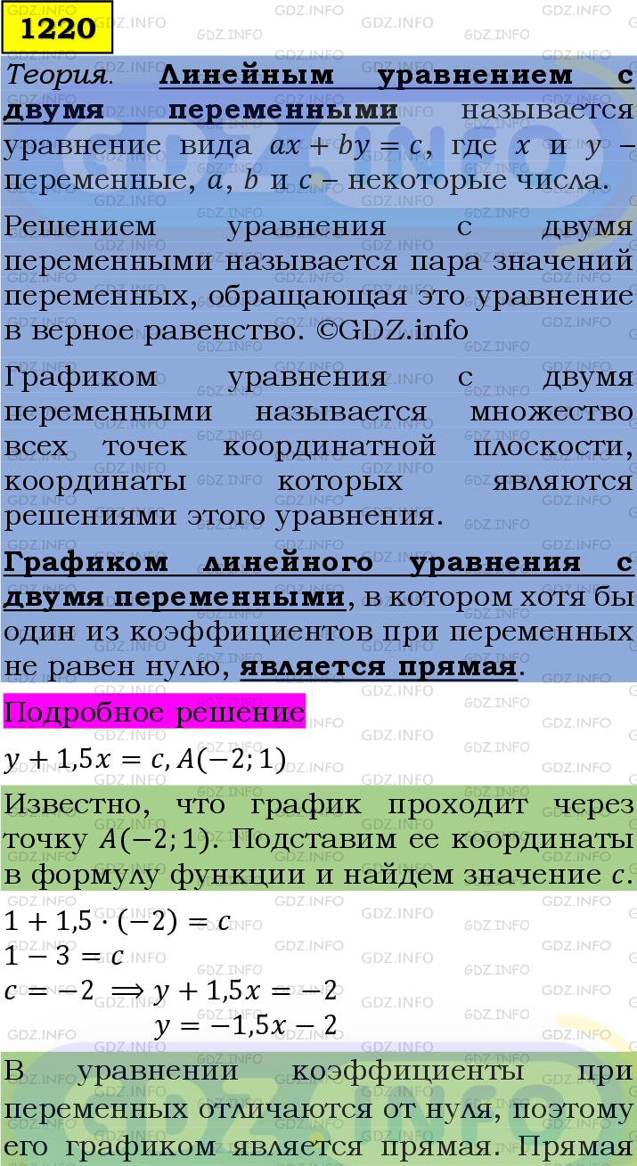 Фото подробного решения: Номер №1220 из ГДЗ по Алгебре 7 класс: Мерзляк А.Г.