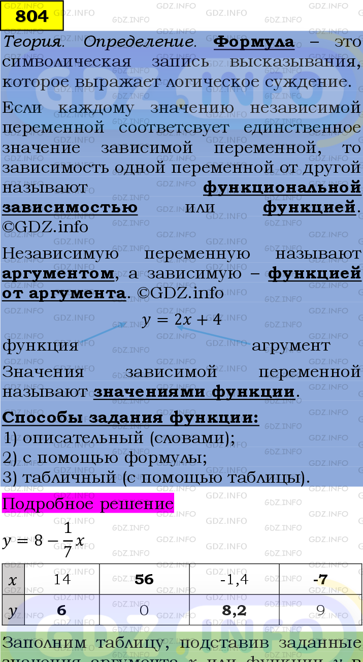 Номер №804 - ГДЗ по Алгебре 7 класс: Мерзляк А.Г.