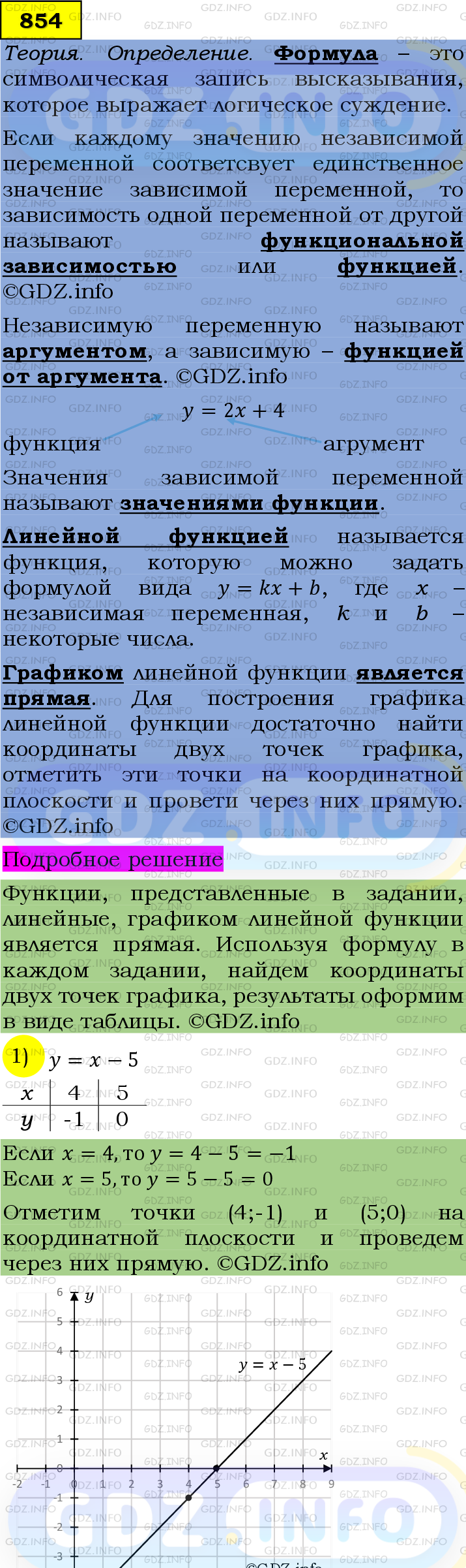 Номер №854 - ГДЗ по Алгебре 7 класс: Мерзляк А.Г.