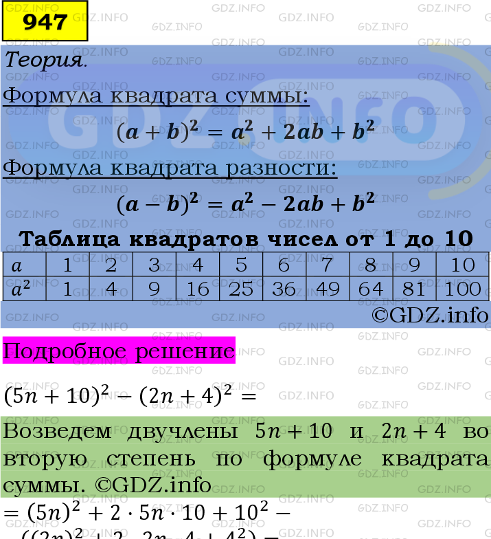 Фото подробного решения: Номер №947 из ГДЗ по Алгебре 7 класс: Мерзляк А.Г.