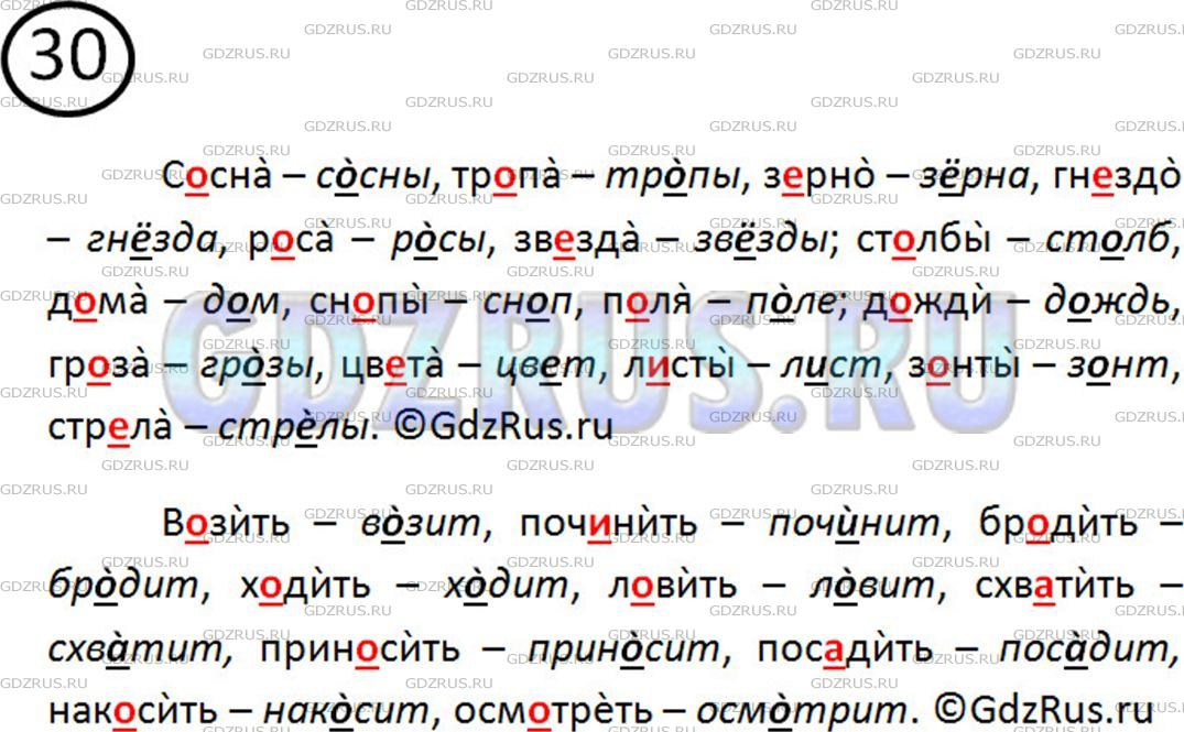 Фото решения 2: Номер №30 из ГДЗ по Русскому языку 5 класс: Ладыженская Т.А. 2012г.