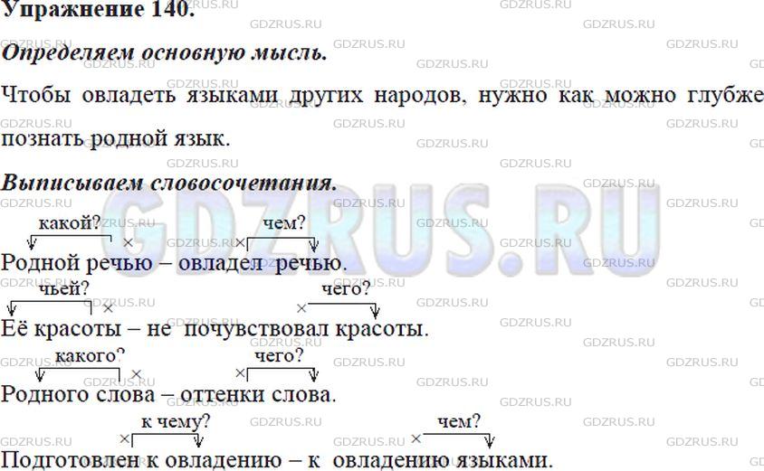 Фото решения 5: Номер №140 из ГДЗ по Русскому языку 5 класс: Ладыженская Т.А. 2012г.