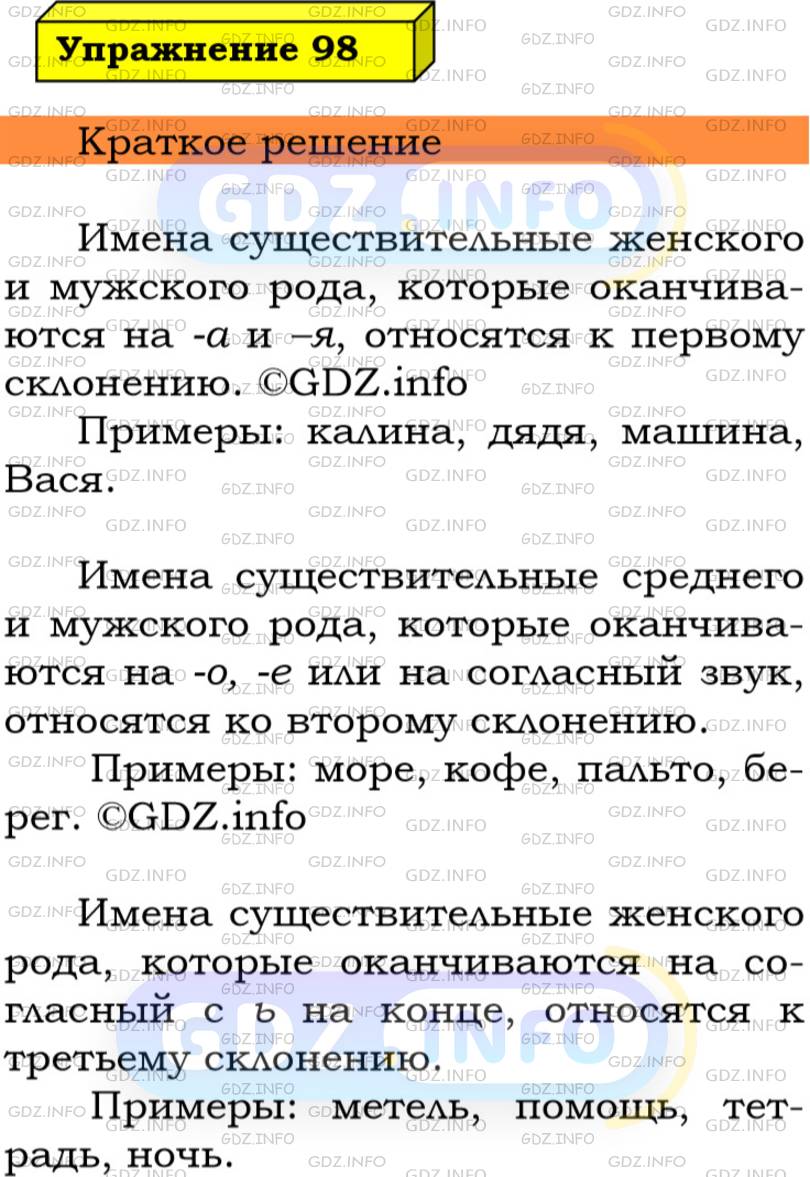 Номер №98 - ГДЗ по Русскому языку 5 класс: Ладыженская Т.А.