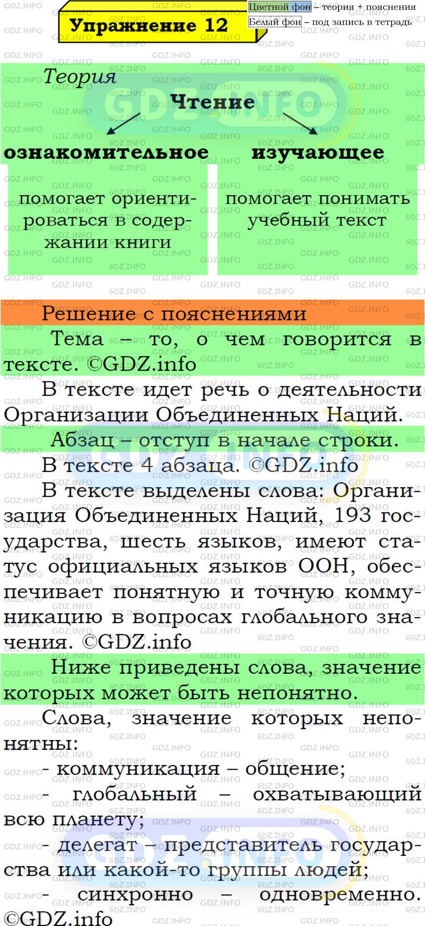 Фото решения 6: Номер №12 из ГДЗ по Русскому языку 5 класс: Ладыженская Т.А. 2019г.