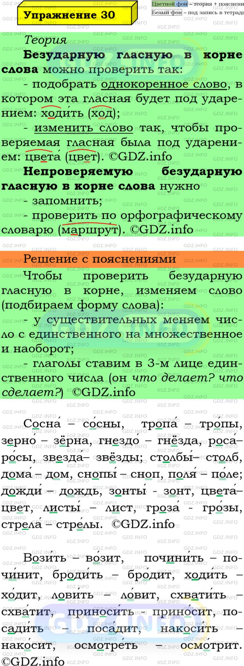Фото решения 6: Номер №30 из ГДЗ по Русскому языку 5 класс: Ладыженская Т.А. 2019г.