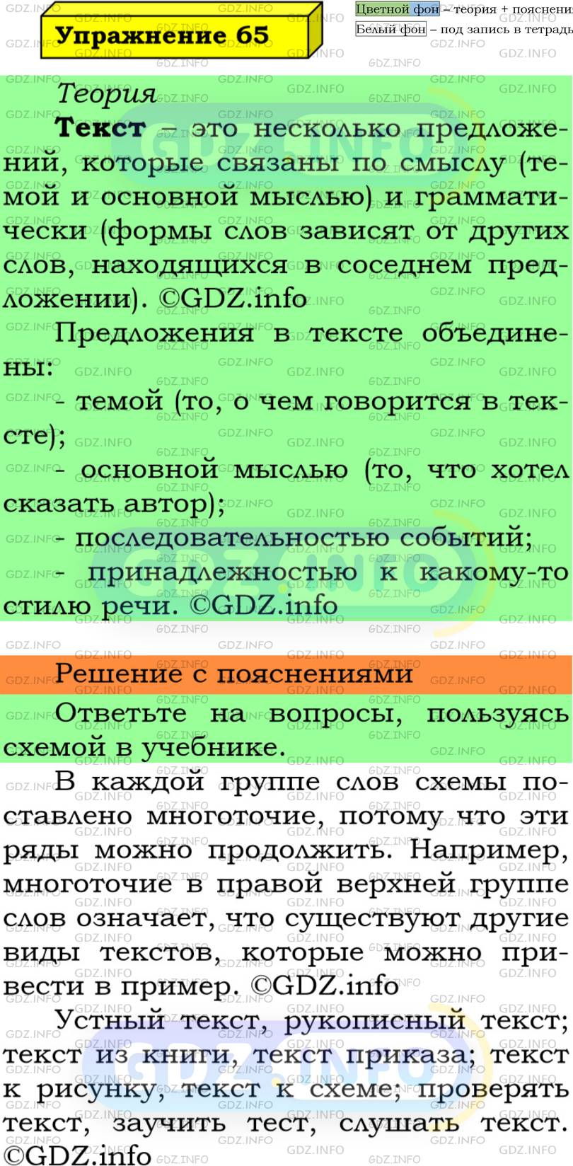 Фото решения 6: Номер №65 из ГДЗ по Русскому языку 5 класс: Ладыженская Т.А. 2019г.