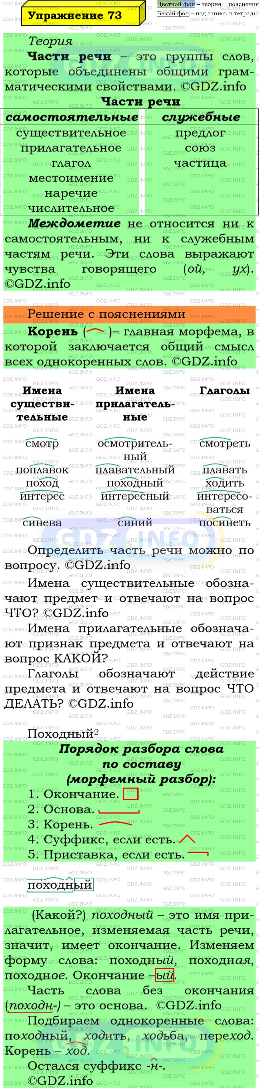 Фото решения 6: Номер №73 из ГДЗ по Русскому языку 5 класс: Ладыженская Т.А. 2019г.