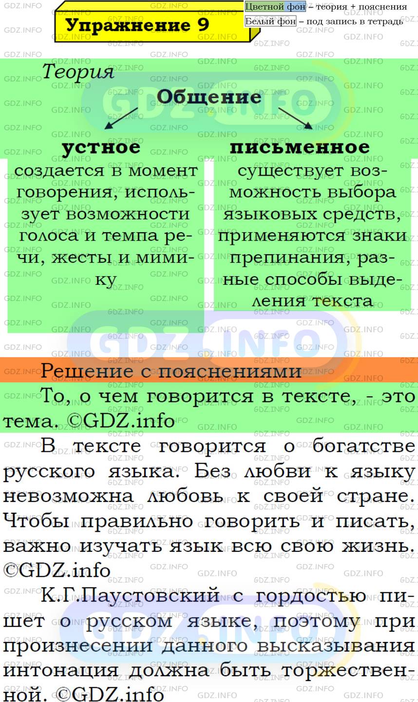 Фото решения 6: Номер №9 из ГДЗ по Русскому языку 5 класс: Ладыженская Т.А. 2019г.