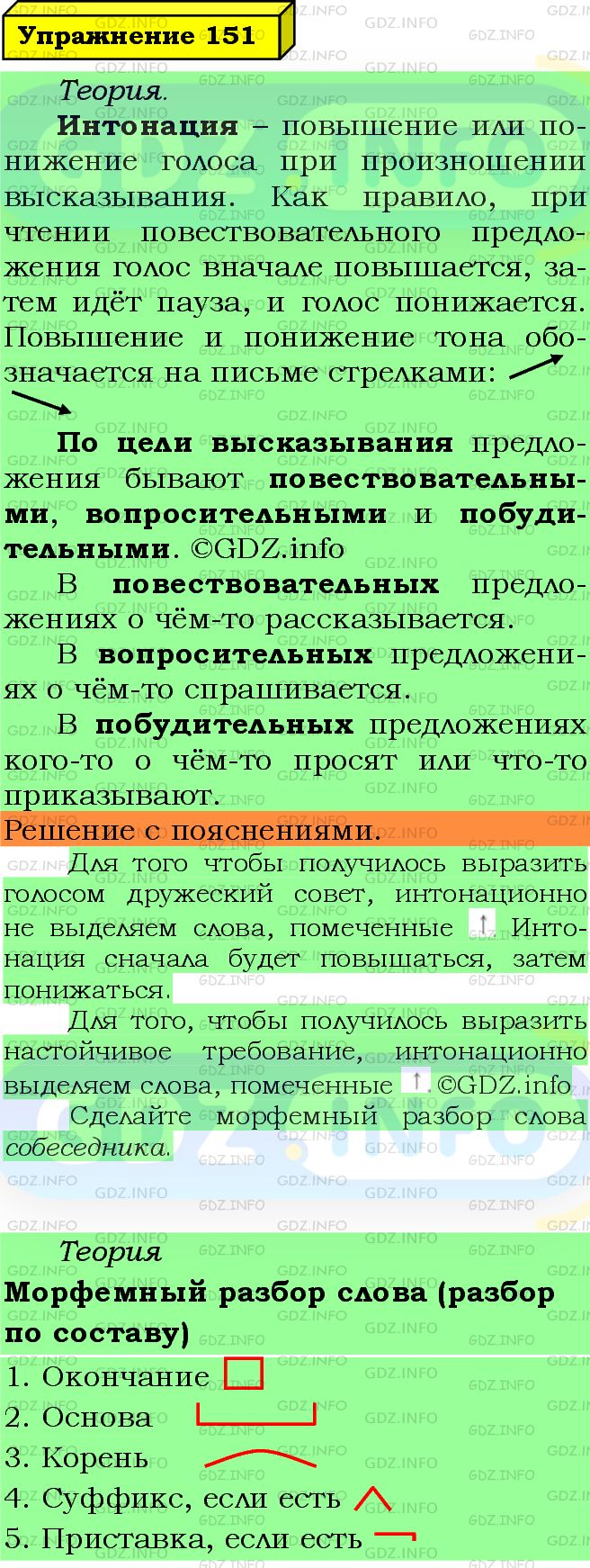 Фото подробного решения: Номер №151 из ГДЗ по Русскому языку 5 класс: Ладыженская Т.А.