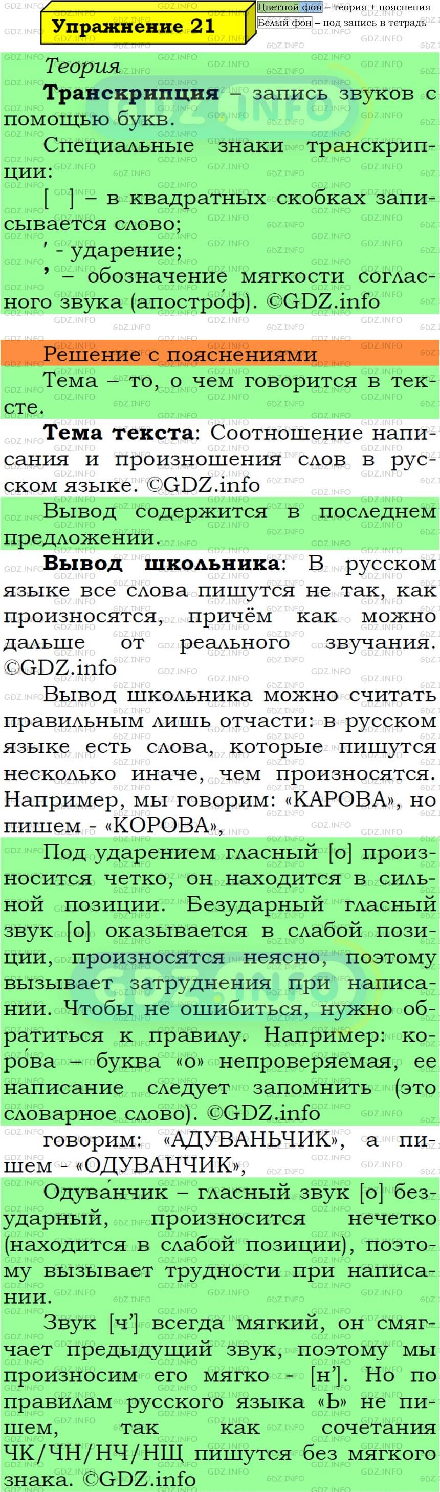 Фото подробного решения: Номер №21 из ГДЗ по Русскому языку 5 класс: Ладыженская Т.А.