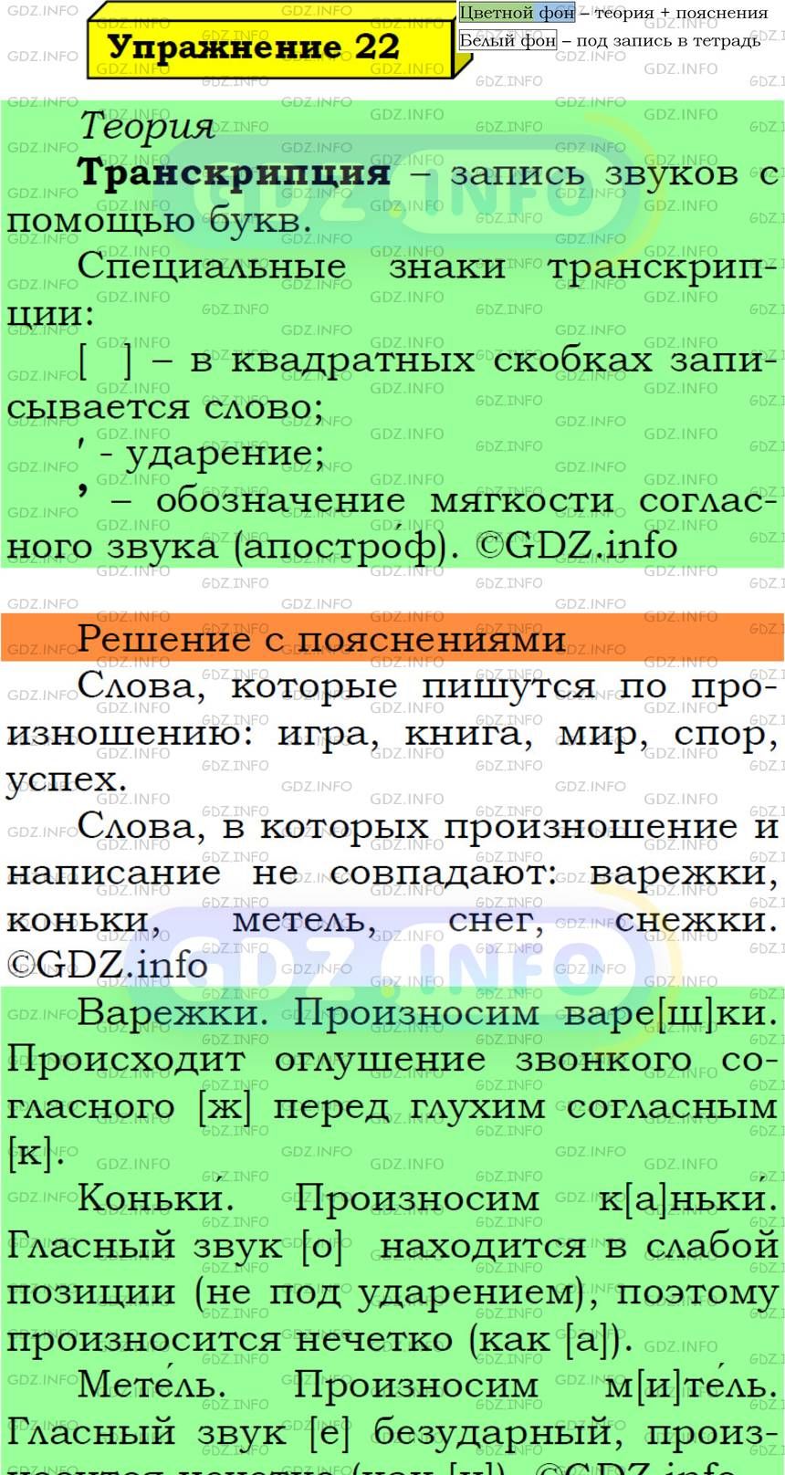 Фото подробного решения: Номер №22 из ГДЗ по Русскому языку 5 класс: Ладыженская Т.А.