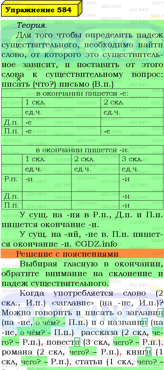Фото подробного решения: Номер №584 из ГДЗ по Русскому языку 5 класс: Ладыженская Т.А.
