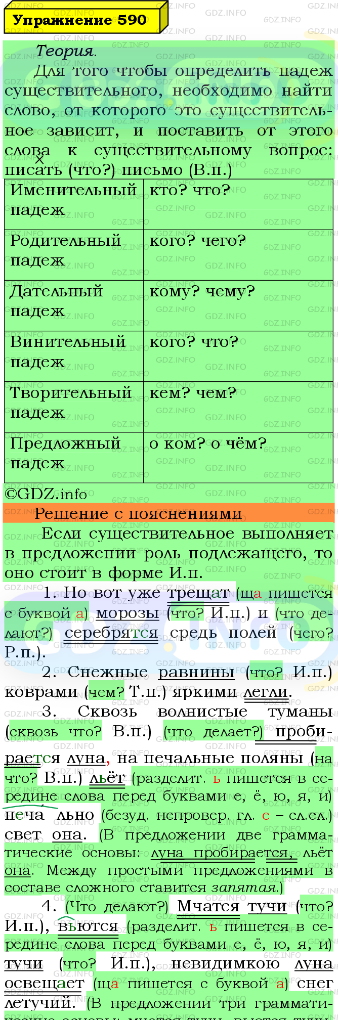 Фото подробного решения: Номер №590 из ГДЗ по Русскому языку 5 класс: Ладыженская Т.А.