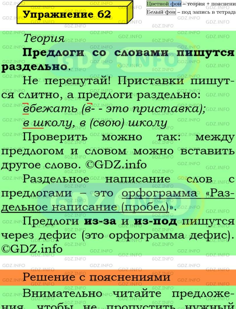 Фото подробного решения: Номер №62 из ГДЗ по Русскому языку 5 класс: Ладыженская Т.А.