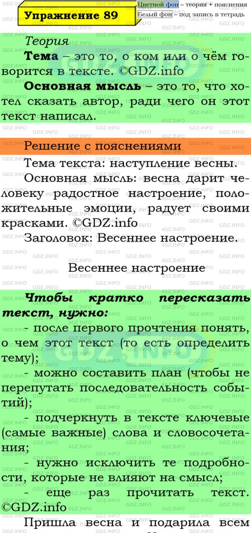 Фото подробного решения: Номер №89 из ГДЗ по Русскому языку 5 класс: Ладыженская Т.А.