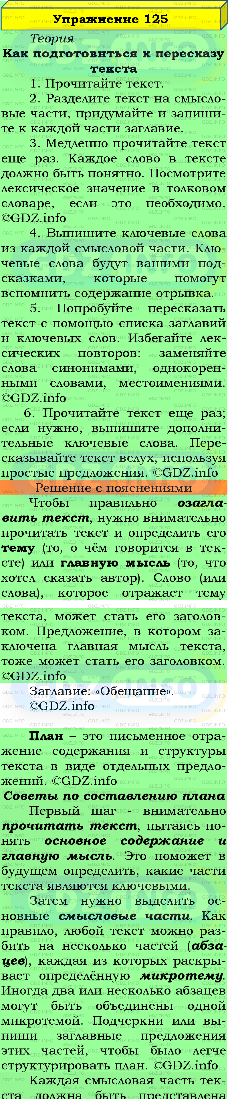 Фото подробного решения: Номер №125 из ГДЗ по Русскому языку 5 класс: Ладыженская Т.А.