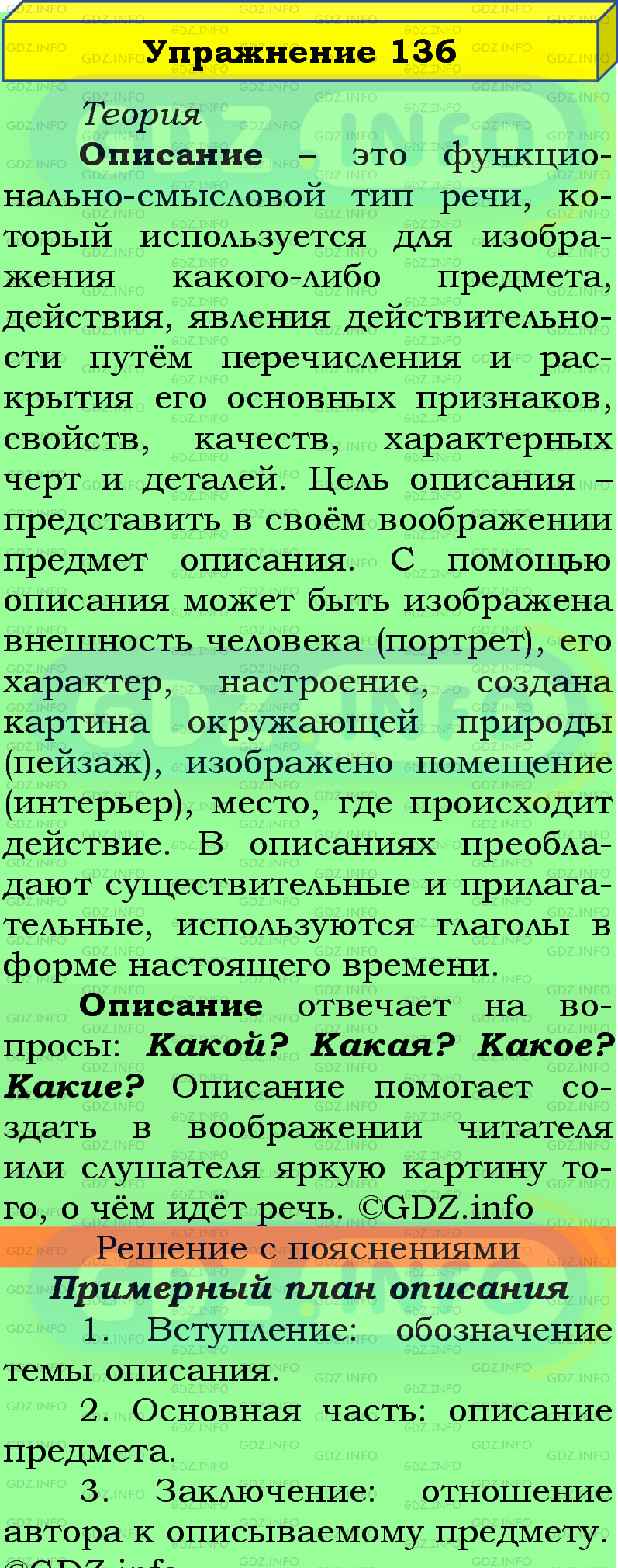 Фото подробного решения: Номер №136 из ГДЗ по Русскому языку 5 класс: Ладыженская Т.А.