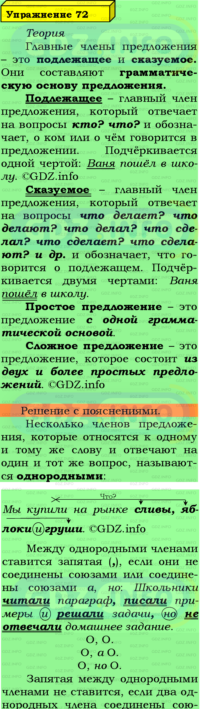 Фото подробного решения: Номер №72 из ГДЗ по Русскому языку 5 класс: Ладыженская Т.А.