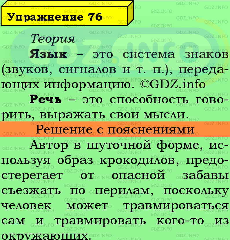 Фото подробного решения: Номер №76 из ГДЗ по Русскому языку 5 класс: Ладыженская Т.А.