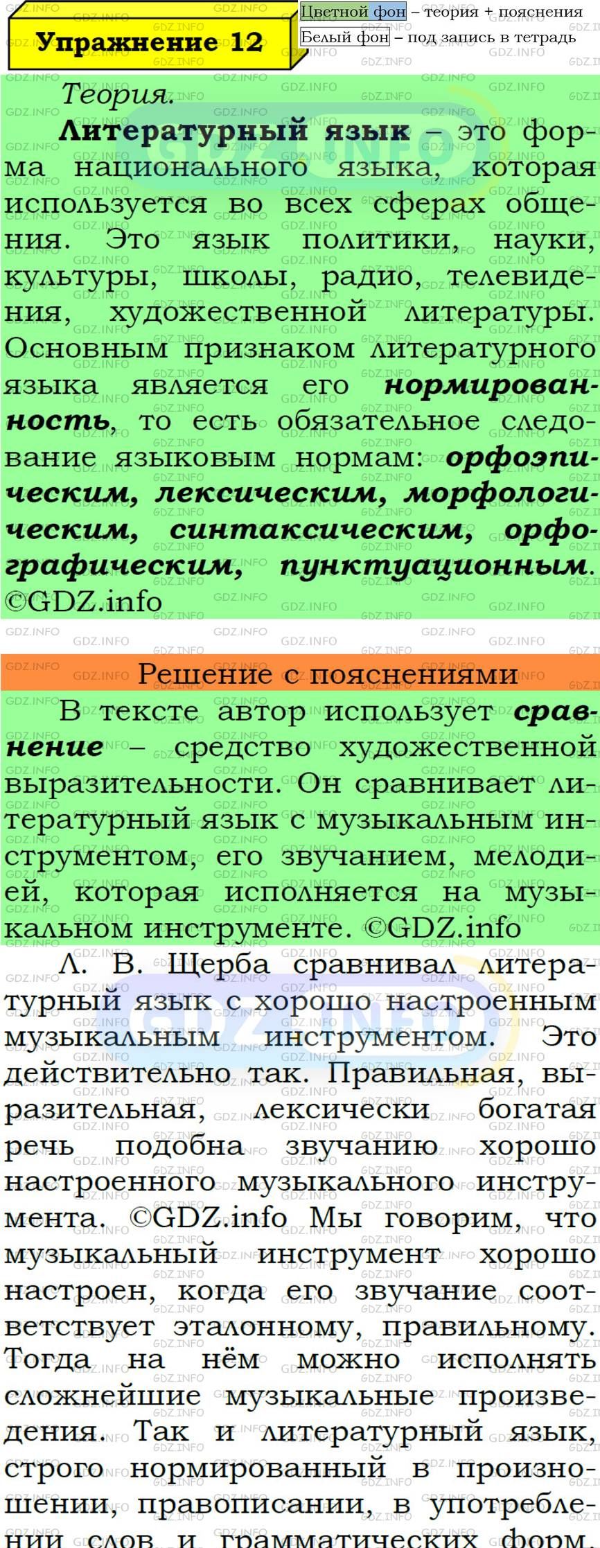 Фото подробного решения: Номер №12 из ГДЗ по Русскому языку 6 класс: Ладыженская Т.А.