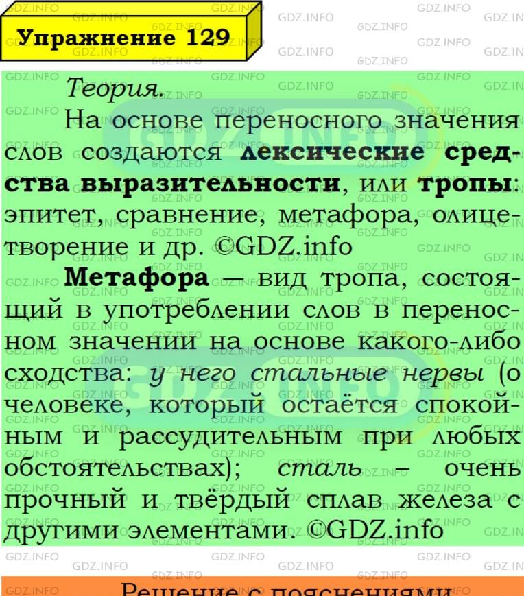 Фото подробного решения: Номер №129 из ГДЗ по Русскому языку 6 класс: Ладыженская Т.А.
