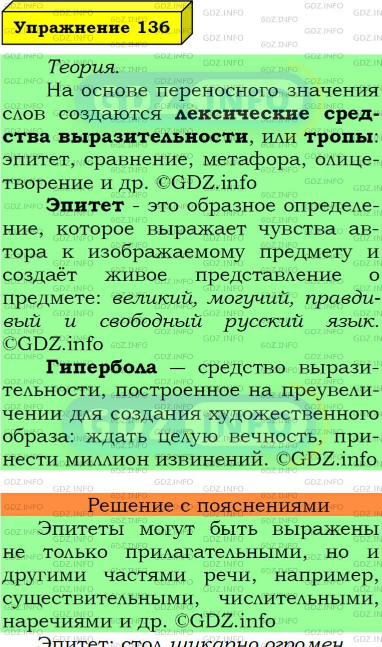 Фото подробного решения: Номер №136 из ГДЗ по Русскому языку 6 класс: Ладыженская Т.А.