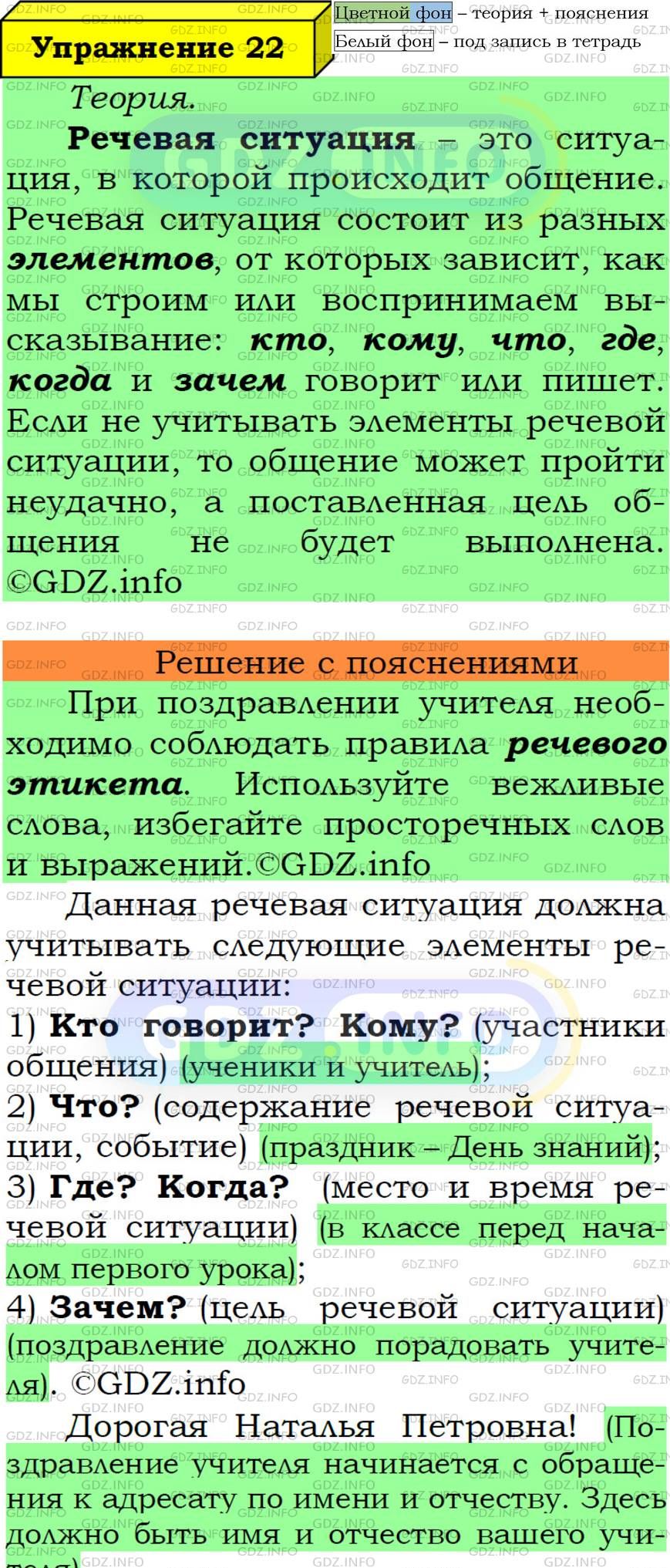Фото подробного решения: Номер №22 из ГДЗ по Русскому языку 6 класс: Ладыженская Т.А.
