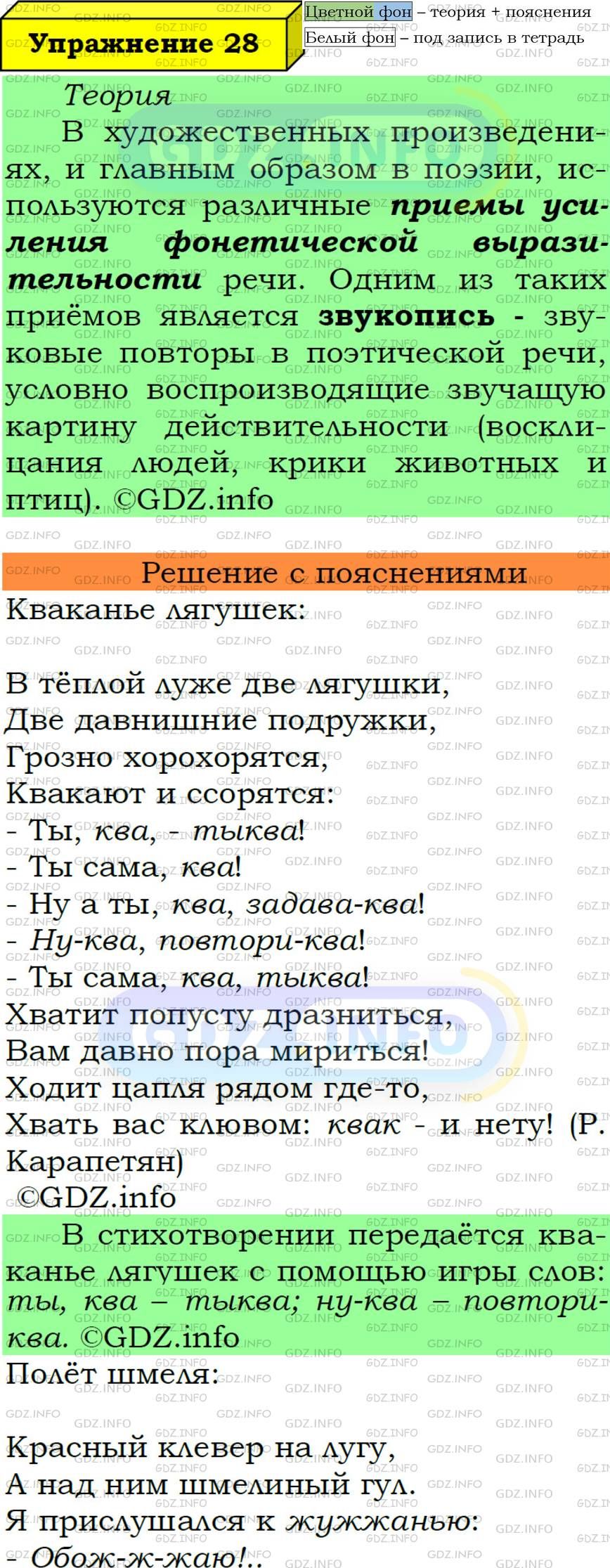 Фото подробного решения: Номер №28 из ГДЗ по Русскому языку 6 класс: Ладыженская Т.А.