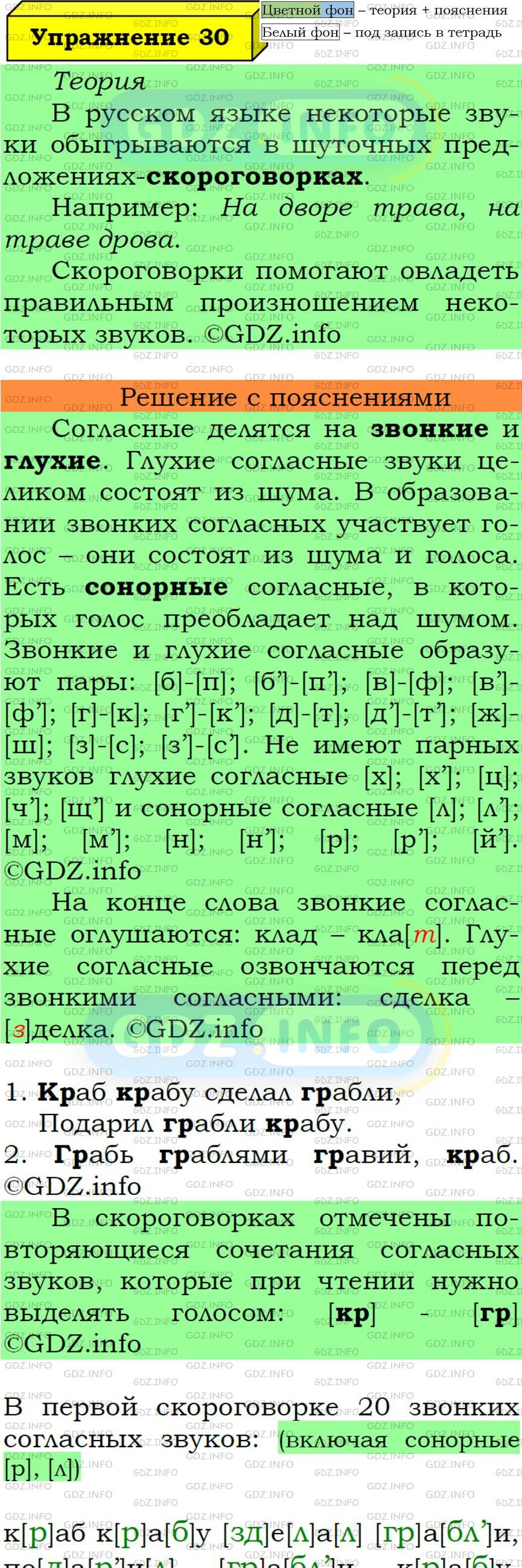 Фото подробного решения: Номер №30 из ГДЗ по Русскому языку 6 класс: Ладыженская Т.А.