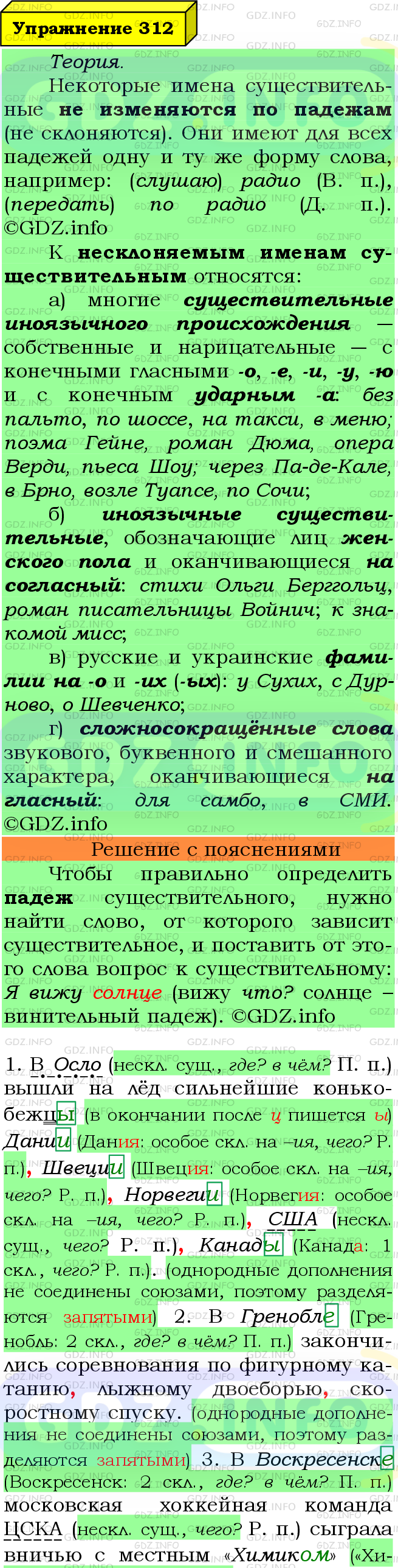 Фото подробного решения: Номер №312 из ГДЗ по Русскому языку 6 класс: Ладыженская Т.А.